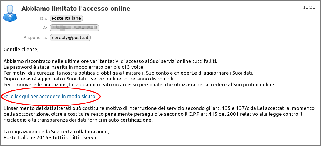 phishing poste italiane